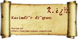 Kazimér Ágnes névjegykártya